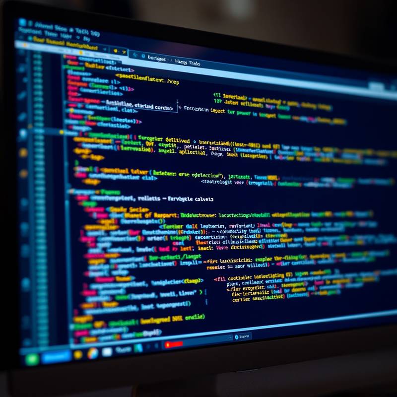 A computer screen displaying HTML, CSS, and JavaScript code, symbolizing the Full-Stack Web Development Bootcamp course.